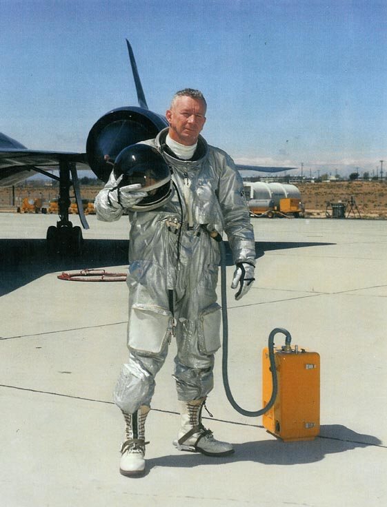 Dick in his flight suit for flight in the A-12 at Groom Lake, Nevada