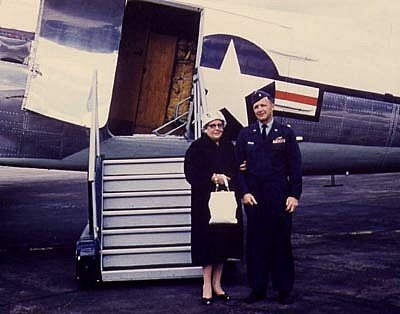 Hank's grandma ariving in England on General Blanchard's C-47.
