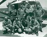 UH1F crew members Captains Joe Pinaud, Ted Angle, P.Js. MSgts Coy Staggs, (Beetle) Bailey; Tech Sgt Schnieder, Flt Engineer Sgt Baker, Flash Walters and unknown fire fighter.
